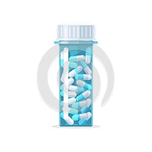 Pills capsules in medical bottle