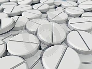 Pills closeup, medical background, pharmaceuticals