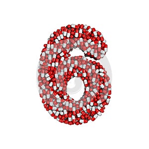 Pills digit 6 - 3d number