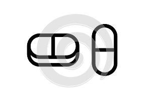 Pills icon isolated on white. Pill icon vector