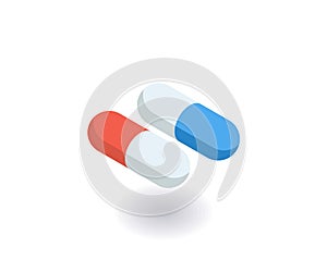 Pills icon. Vector illustration in flat isometric 3D style