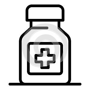 Pills jar icon, outline style