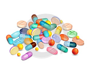 Pills Medical Realistic Composition
