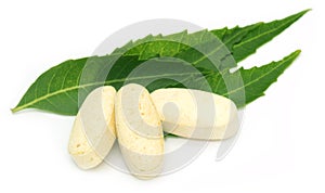 Pills with medicinal neem leaves