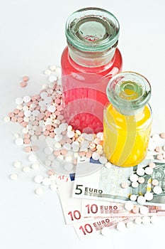 Pills and money, concept