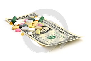 Pills and Money â€“ Cheap Drugs Concept