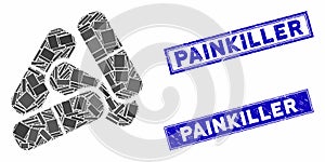 Pills Mosaic and Distress Rectangle Painkiller Stamps
