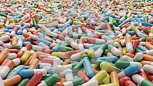 Pills pile 3d rendering