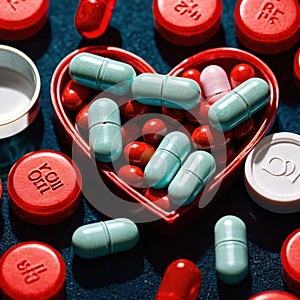 pills in the shape of a heart medicine, health, wellness, drugs, heart, pills, love, cardio, shape