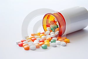 pills spilling out of a toppled pill bottle