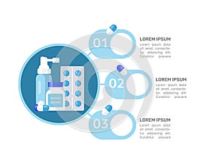 Pills and tablets blue infographic chart design template. Patient medication. Abstract vector infochart with blank copy spaces.