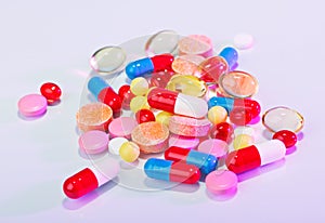 Pills, tablets and drugs heap