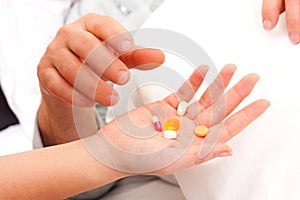 Pills taken by an elderly patient