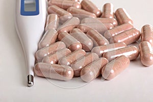 Pills and thermometer one