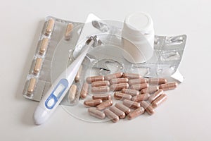 Pills and thermometer six
