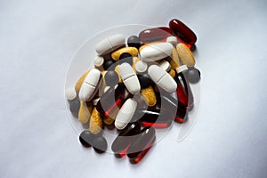 Pills of various forms, sizes and colors