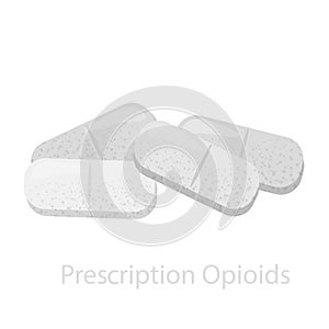 Pills of various opioids. The concept prescription of a medical drug