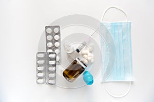 Pills, on white background. medicina, quarantine. photo