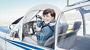 Pilot in the aircraft cockpit