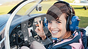 Pilot in the aircraft cockpit