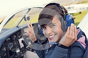 Pilot in the aircraft cockpit