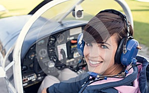 Pilot in the aircraft cockpit