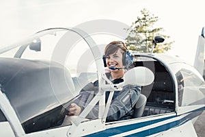 Pilot in the aircraft cockpit