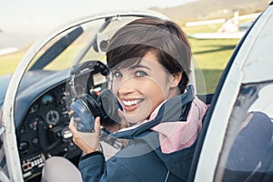 Pilot in the aircraft cockpit