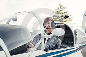 Pilot in the aircraft cockpit