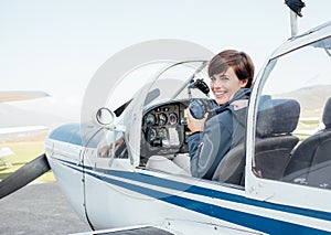 Pilot in the aircraft cockpit