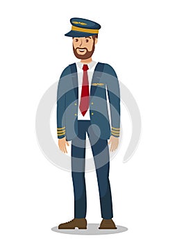 Pilot, Airplane Captain Flat Vector Illustration