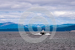 Pilot boat at the mouth of the Columbia River