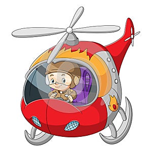 The pilot boy is flight a small plane