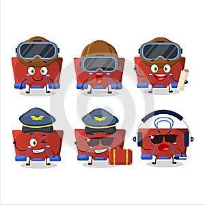 Pilot cartoon mascot red binder clip with glasses