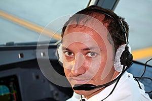 Pilot in cockpit