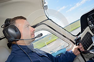 Pilot in cockpit aircraft