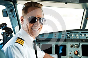 Pilot in cockpit. photo