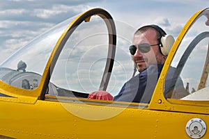 Pilot in the cockpit