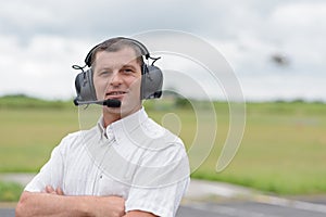 pilot in controls helicopter