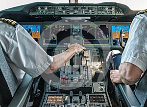Pilot and copilot in commercial plane