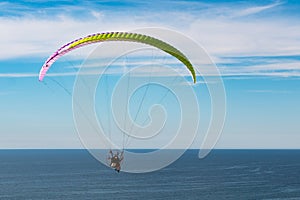 Pilot Flies with a Motorized Paraglider Near Torrey Pines Gliderport