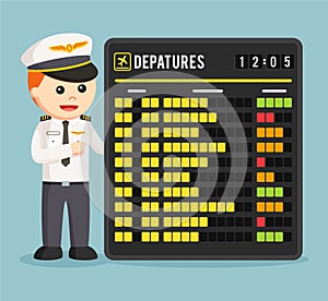 Pilot with flight departure schedule