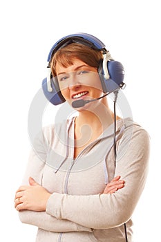 Pilot with headset