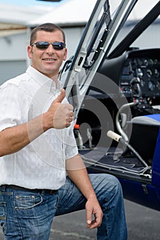 pilot making positive hand gesture