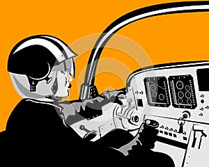 Pilot manning the cockpit