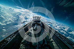 Pilot navigates a fighter jet through a dynamic cloud terrain, shot from a first-person view