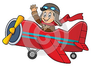 Pilot in retro airplane theme image 1