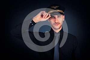 Pilot Salute Low Key Portrait