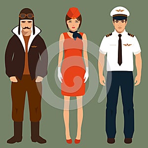 Pilot and stewardess,