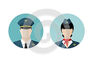 Pilot and stewardess icons